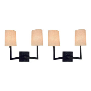 Revelation Modern Hammered Black Metal Open Arms Sconces Pair