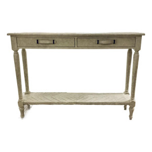 Jonathan Charles Transitional Gustavian Inspired Parquet Console Table