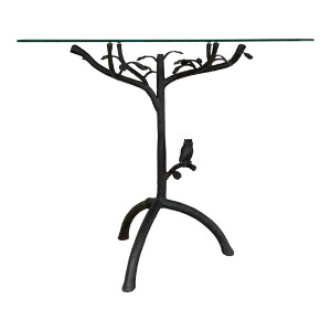 Currey & Company Modern Bronze Finished Iron Tree and Owl Console Table