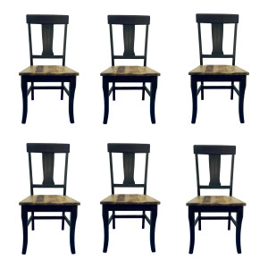 Modern Splat Back Wood Dining Side Chairs Set of 6