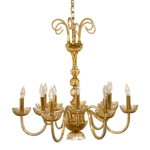Myran Allan Luxury Lighting Italian Amber Glass Chandelier