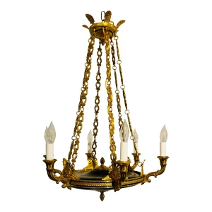 Myran Allan Luxury Lighting Empire Style Black and Gold Chandelier