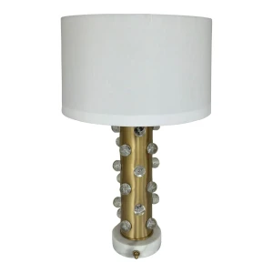 Revelation Modern Satin Brass and Crystal Bubble Glowing Table Lamp