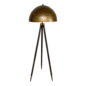Revelation Modern Hammered Antique Brass Tripod Hemi Floor Lamp