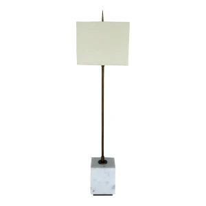 Currey & Company Modern Antique Brass and White Marble Thompson Table Lamp