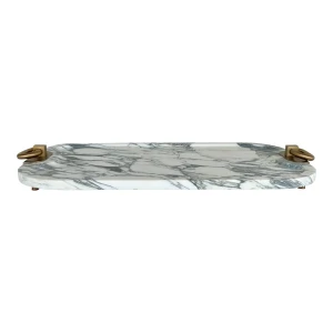 Revelation Modern White Arabescato Marble Hippodrome Tray
