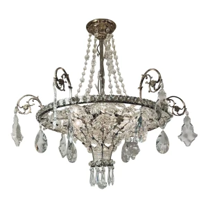 Myran Allan Luxury Lighting Neoclassical Antique Silver Petite Bohemian Crystal Chandelier