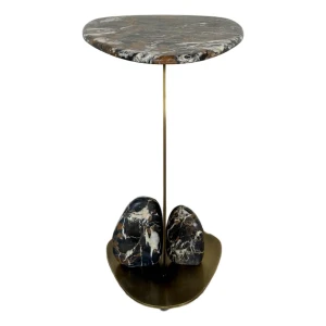 Revelation Modern Michelangelo Marble Rock Formation Accent Table