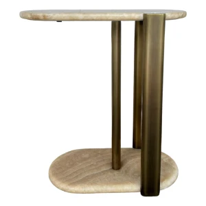 Revelation Modern Honey Onyx Rounded Cantilever Accent Table