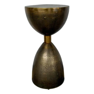 Revelation Modern Aged Brass Hourglass Coup Side Table