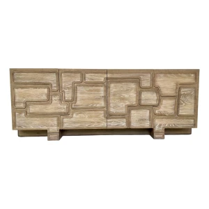 Revelation Modern Brutalist Style Cerused Oak Parcel Sideboard