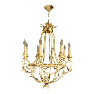 Myran Allan Luxury Lighting Italian Sand and Gold Leaf Finished Iron Chandelier