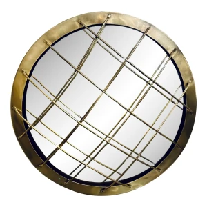 Modern Convex Brass Cage Wall Mirror
