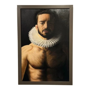 Painting of a Man in an Elizabethan Collar by Brad Erickson