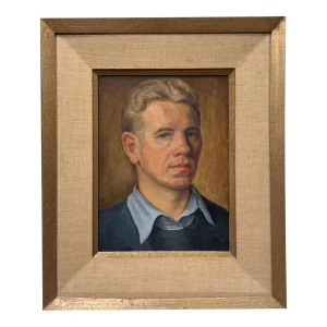 Vintage Portrait of a Man in Blue by Richard Schmueckle