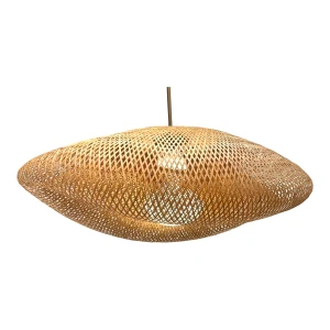 Revelation Modern Woven Bamboo Bonnet Pendant Light
