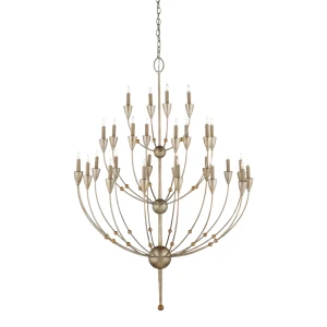 Currey & Company Modern Large Silver Paradox Chandelier