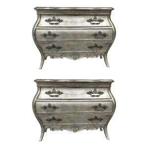 Hooker Traditional Antique Silver Sanctuary Nightstands Pair