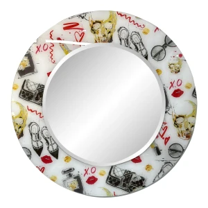 Modern Hello Beautiful Round Wall Mirror