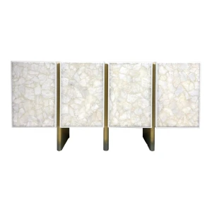 Baker Modern Quartz White and Brass Kira Credenza