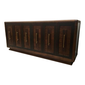 Bill Sofield for Baker Modern Warm Mahogany and Dark Walnut Finished Wood Savoy Sideboard Bill Sofield for Baker Modern Warm Mahogany and Dark Walnut Finished Wood Savoy Sideboard