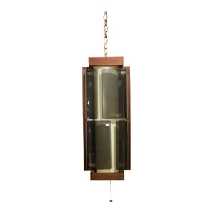 Mid-Century Modern Vintage Walnut and Smoked Lucite Light Fixture/Chandelier