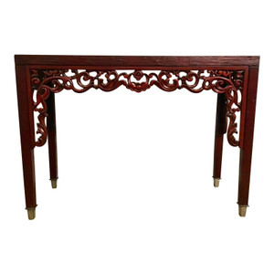 Asian Style Red Carved Console Table