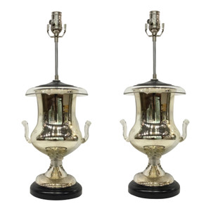 Art Deco Vintage Steuben Hand Blown Glass Urn Lamps Pair