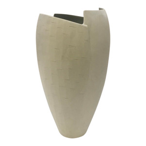Large Modern Matte White Finish Textured Porcelain Vase