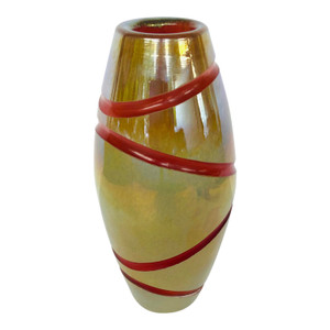 Global Views Medium Cut to Red Glass Vase