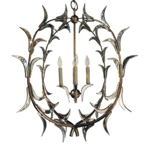 Currey & Co. Modern Glass Leaf Chandelier Prototype