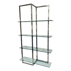 Lillian August for Hickory White Glass Chrome Finished Amaud C. Bookcase