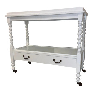 Theodore Alexander Transitional White Lacquer Barley Twist Silas Serving Table