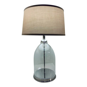 Modern Glass and Polished Nickel Dome Table Lamp