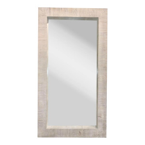 Global View Organic Modern Off-White Driftwood Large Rectangular Wall Mirror