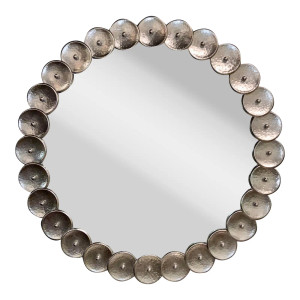 Global Views Modern SIlver Finished Shoe Buckle Round Wall Mirror