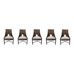 Barbara Barry for Baker / McGuire Organic Modern Caned Chocolate Brown Dining Chairs Set of Five