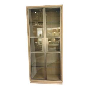 Jonathan Charles Organic Modern Greige Water Crest Display Cabinet