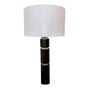 Modern Dark Bronze Finished Metal Cylinder Table Lamp