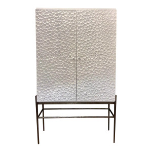 Jonathan Charles Modern Biomorphic Pelagic Cast Metal Bar Cabinet