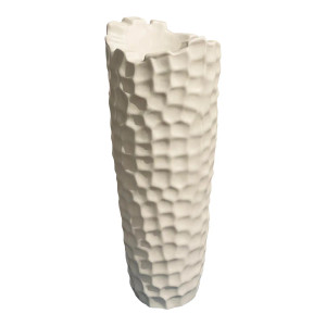 Studio a Home Modern Geometric Matte White Tall Grid Vase