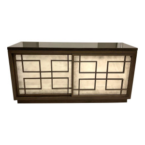 Hickory White Asian Modern Phillip Sliding Door Cabinet