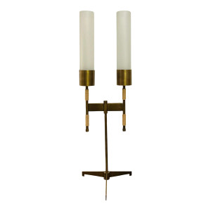 Jonathan Browning for Baker Modern Brass and Frosted Glass Tomales Table Lamp