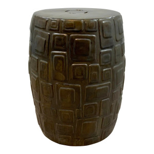 Mod Geometric Dark Bronze Glaze Garden Stool