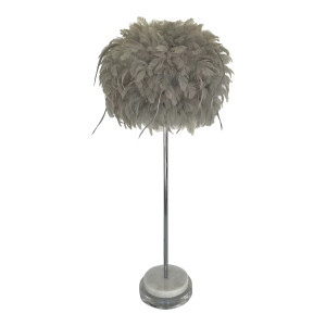 Modern Custom Gray Feather Table Lamp