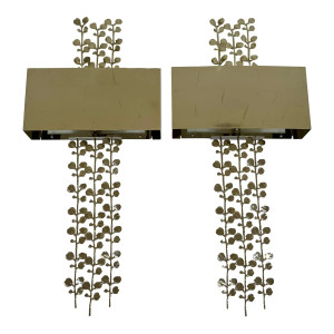 Global Views Modern Polished Nickel Bauhinia Sconces Pair