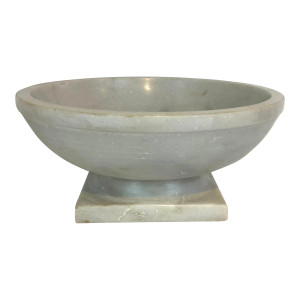 Currey & Company Modern Large White Marble Pedestal Bowl