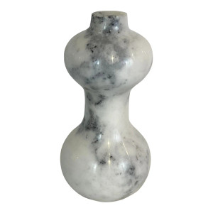 Currey & Company Modern White and Gray Small Marble Vase