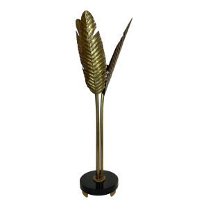 Currey & Co. Modern Brass Palm Leaf Torchiere Table Lamp Prototype