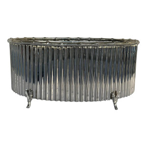 Global Views Modern Reeded Chrome Large Bamboo Cachepot/Planter